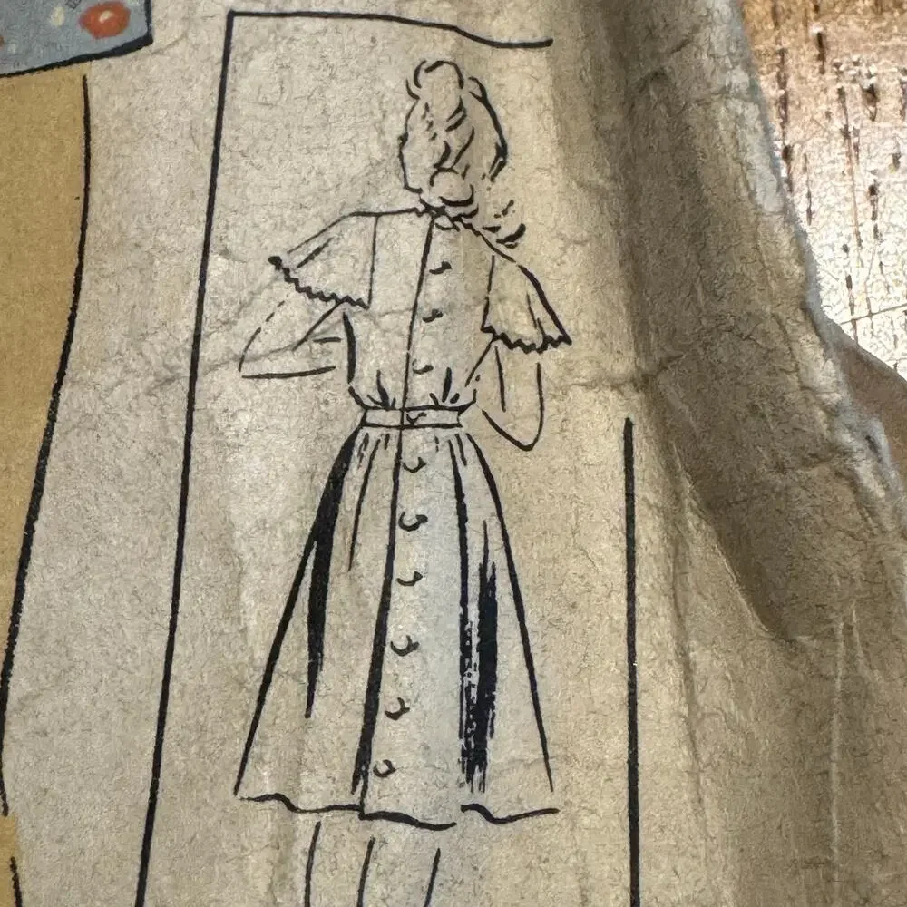 Vintage 1943 DuBarry Sewing Pattern 5661 Pinafore House Dress Size 20 Bust 38